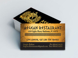 Custom Business Card Design for Aegean Restaurant