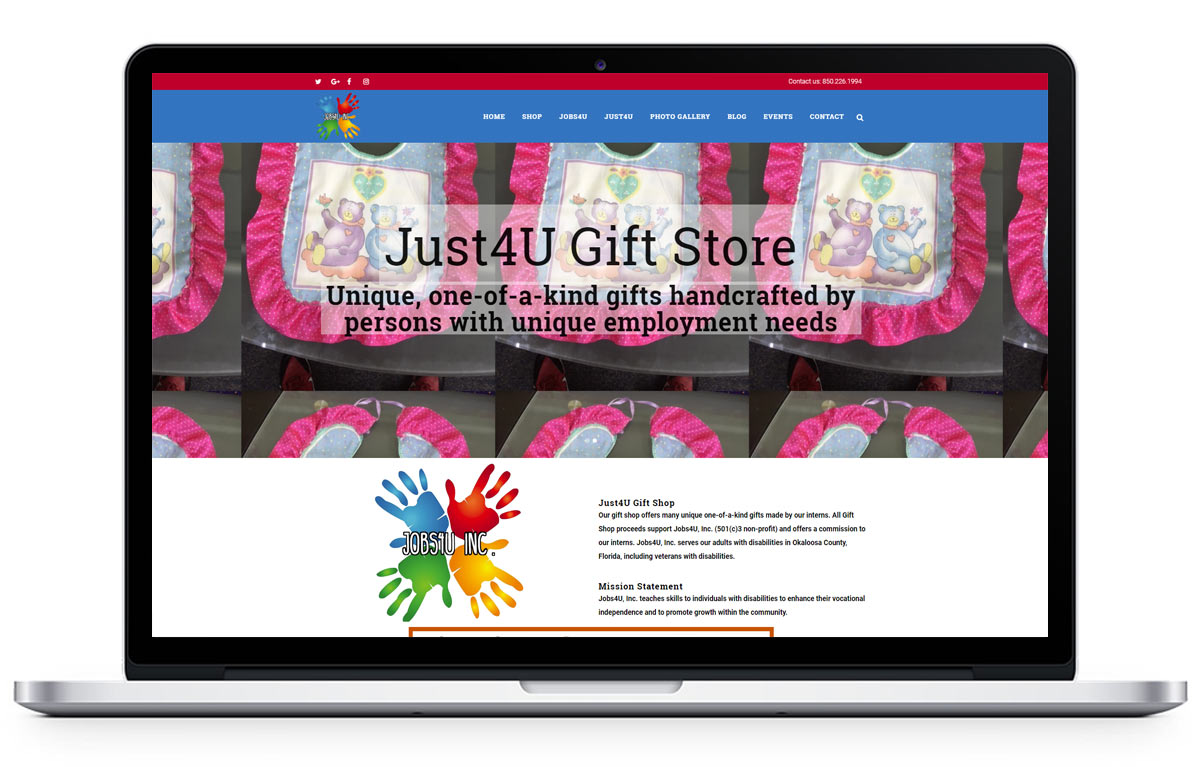 Jobs4U Website Design - Just4U Gift Store